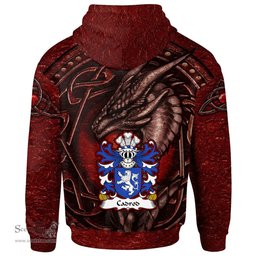 ScotsTee Shop Welsh Cadrod CALCHFYNYDD Coat of Arms Family Crest Wales Hoodie Celtic Red Dragon With Celtic Knot Hoodie