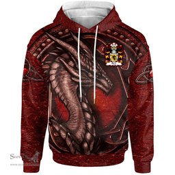 ScotsTee Shop Welsh Flint lord of Coat of Arms Family Crest Wales Hoodie Celtic Red Dragon With Celtic Knot Hoodie