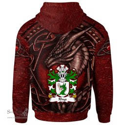 ScotsTee Shop Welsh Rhys GOCH OF YSTRAD YW Coat of Arms Family Crest Wales Hoodie Celtic Red Dragon With Celtic Knot Hoodie