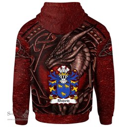 ScotsTee Shop Welsh Rhidrid AB YNYR AP JONAS AP GRONWY Coat of Arms Family Crest Wales Hoodie Celtic Red Dragon With Celtic Knot Hoodie