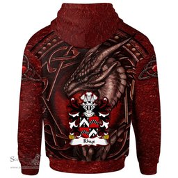 ScotsTee Shop Welsh Rhys AB EINION SAIS Coat of Arms Family Crest Wales Hoodie Celtic Red Dragon With Celtic Knot Hoodie