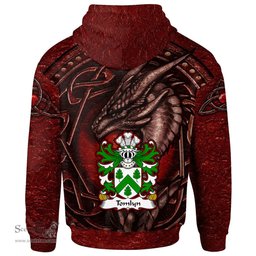 ScotsTee Shop Welsh Tomlyn lord of Llanllywel Montgomeryshire Coat of Arms Family Crest Wales Hoodie Celtic Red Dragon With Celtic Knot Hoodie