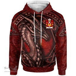 ScotsTee Shop Welsh Philpot AP RHYS Coat of Arms Family Crest Wales Hoodie Celtic Red Dragon With Celtic Knot Hoodie