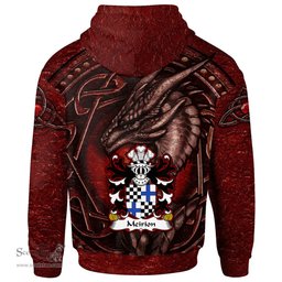 ScotsTee Shop Welsh Meirion MEIRIONNYDD Coat of Arms Family Crest Wales Hoodie Celtic Red Dragon With Celtic Knot Hoodie