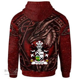 ScotsTee Shop Welsh Prichard Parson of Denbighshire Coat of Arms Family Crest Wales Hoodie Celtic Red Dragon With Celtic Knot Hoodie