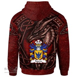 ScotsTee Shop Welsh Tegerin AP CARWED of Anglesey Coat of Arms Family Crest Wales Hoodie Celtic Red Dragon With Celtic Knot Hoodie