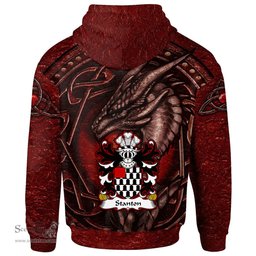 ScotsTee Shop Welsh Stanton or STAUNTON Pembrokeshire Coat of Arms Family Crest Wales Hoodie Celtic Red Dragon With Celtic Knot Hoodie