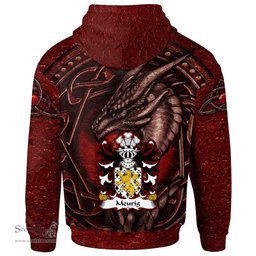 ScotsTee Shop Welsh Meurig King of Gwent Coat of Arms Family Crest Wales Hoodie Celtic Red Dragon With Celtic Knot Hoodie