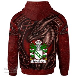 ScotsTee Shop Welsh Myddleton of Gwenynog Denbighshire Coat of Arms Family Crest Wales Hoodie Celtic Red Dragon With Celtic Knot Hoodie