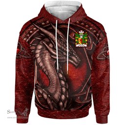 ScotsTee Shop Welsh Marshal Earls of Pembrokeshire Coat of Arms Family Crest Wales Hoodie Celtic Red Dragon With Celtic Knot Hoodie