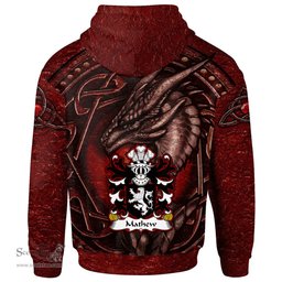 ScotsTee Shop Welsh Mathew of Llandaff Glamorganshire Coat of Arms Family Crest Wales Hoodie Celtic Red Dragon With Celtic Knot Hoodie