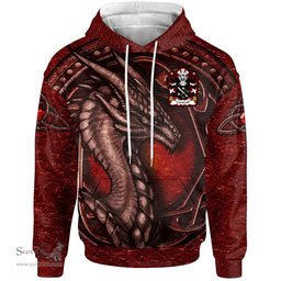 ScotsTee Shop Welsh Llandaff Diocese of Cardiff Coat of Arms Family Crest Wales Hoodie Celtic Red Dragon With Celtic Knot Hoodie