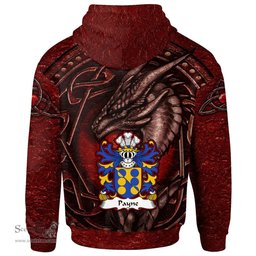 ScotsTee Shop Welsh Payne of Denbighshire Coat of Arms Family Crest Wales Hoodie Celtic Red Dragon With Celtic Knot Hoodie