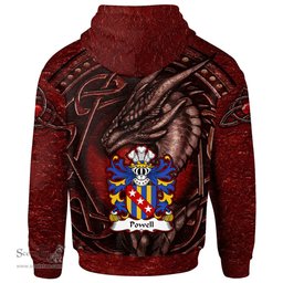 ScotsTee Shop Welsh Powell or POUUEL Sir Hywel ap Hywel Coat of Arms Family Crest Wales Hoodie Celtic Red Dragon With Celtic Knot Hoodie