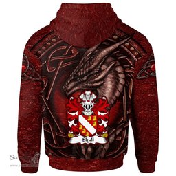 ScotsTee Shop Welsh Skull of Breconshire Coat of Arms Family Crest Wales Hoodie Celtic Red Dragon With Celtic Knot Hoodie