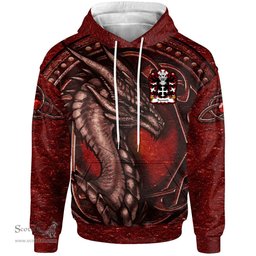 ScotsTee Shop Welsh Syward or Siward lord of Rhutin Glamorgan Coat of Arms Family Crest Wales Hoodie Celtic Red Dragon With Celtic Knot Hoodie