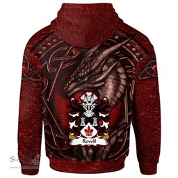ScotsTee Shop Welsh Revell of Cilgerran Pembrokeshire Coat of Arms Family Crest Wales Hoodie Celtic Red Dragon With Celtic Knot Hoodie