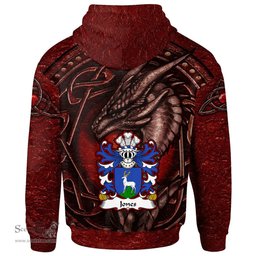 ScotsTee Shop Welsh Jones of Beaumaris Anglesey Coat of Arms Family Crest Wales Hoodie Celtic Red Dragon With Celtic Knot Hoodie