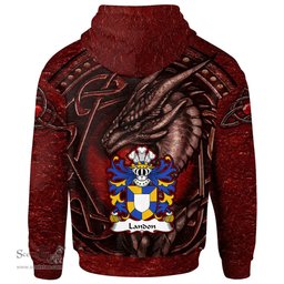 ScotsTee Shop Welsh Landon lords of Llanddewi Monmouthshire Coat of Arms Family Crest Wales Hoodie Celtic Red Dragon With Celtic Knot Hoodie