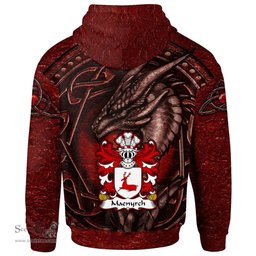ScotsTee Shop Welsh Maenyrch lord of Brecon Coat of Arms Family Crest Wales Hoodie Celtic Red Dragon With Celtic Knot Hoodie