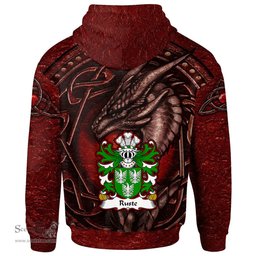 ScotsTee Shop Welsh Ruste of Abergwili Carmarthenshire Coat of Arms Family Crest Wales Hoodie Celtic Red Dragon With Celtic Knot Hoodie