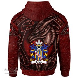 ScotsTee Shop Welsh Solers of Breconshire Coat of Arms Family Crest Wales Hoodie Celtic Red Dragon With Celtic Knot Hoodie