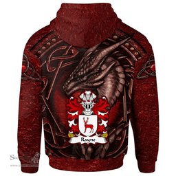 ScotsTee Shop Welsh Rayne of Brocastell Glamorgan Coat of Arms Family Crest Wales Hoodie Celtic Red Dragon With Celtic Knot Hoodie