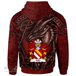 ScotsTee Shop Welsh Milo FITZWALTER Earl of Hereford Coat of Arms Family Crest Wales Hoodie Celtic Red Dragon With Celtic Knot Hoodie