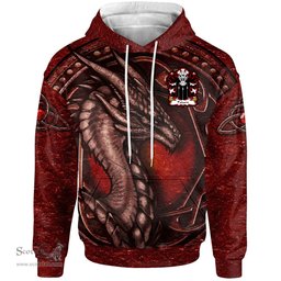 ScotsTee Shop Welsh Padarn PEISRUDD Coat of Arms Family Crest Wales Hoodie Celtic Red Dragon With Celtic Knot Hoodie