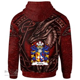 ScotsTee Shop Welsh Young Bishop of St. Davids Coat of Arms Family Crest Wales Hoodie Celtic Red Dragon With Celtic Knot Hoodie