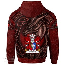 ScotsTee Shop Welsh Winston of Trewyn Monmouthshire Coat of Arms Family Crest Wales Hoodie Celtic Red Dragon With Celtic Knot Hoodie