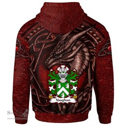 ScotsTee Shop Welsh Vaughan of Cardiganshire Coat of Arms Family Crest Wales Hoodie Celtic Red Dragon With Celtic Knot Hoodie
