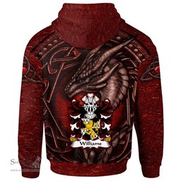 ScotsTee Shop Welsh Williams lordship of Usk Monmouthshire Coat of Arms Family Crest Wales Hoodie Celtic Red Dragon With Celtic Knot Hoodie