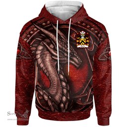 ScotsTee Shop Welsh Harry AP THOMAS Coat of Arms Family Crest Wales Hoodie Celtic Red Dragon With Celtic Knot Hoodie