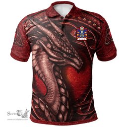 ScotsTee Shop Welsh Gwrwared AP GWILYM Coat of Arms Family Crest Wales Polo Shirt Celtic Red Dragon With Celtic Knot Polo Shirt