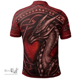 ScotsTee Shop Welsh Philip AB IFOR Coat of Arms Family Crest Wales Polo Shirt Celtic Red Dragon With Celtic Knot Polo Shirt