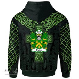 ScotsTee Shop Welsh Blaidd AB ELFARCH Coat of Arms Family Crest Wales Hoodie Cymru Dragon With Celtic Cross Green Hoodie