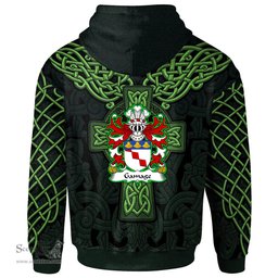 ScotsTee Shop Welsh Gamage lords of Llanfihangel Monmouthshire Coat of Arms Family Crest Wales Hoodie Cymru Dragon With Celtic Cross Green Hoodie