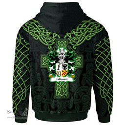 ScotsTee Shop Welsh Gilman Claims descent from Cilmin Troed ddu Coat of Arms Family Crest Wales Hoodie Cymru Dragon With Celtic Cross Green Hoodie