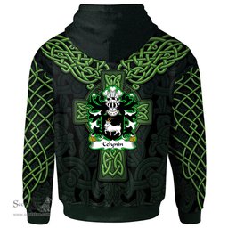 ScotsTee Shop Welsh Celynin AP RHIRID Coat of Arms Family Crest Wales Hoodie Cymru Dragon With Celtic Cross Green Hoodie