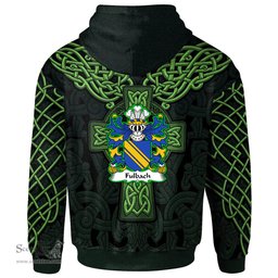 ScotsTee Shop Welsh Fulbach or Filbech of Marloes of Pembrokeshire Coat of Arms Family Crest Wales Hoodie Cymru Dragon With Celtic Cross Green Hoodie