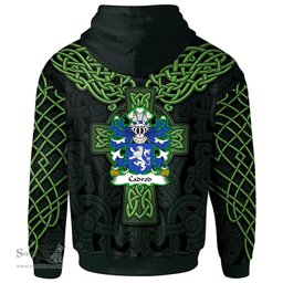 ScotsTee Shop Welsh Cadrod CALCHFYNYDD Coat of Arms Family Crest Wales Hoodie Cymru Dragon With Celtic Cross Green Hoodie
