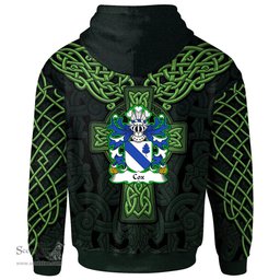 ScotsTee Shop Welsh Cox of Norton Monmouthshire Coat of Arms Family Crest Wales Hoodie Cymru Dragon With Celtic Cross Green Hoodie