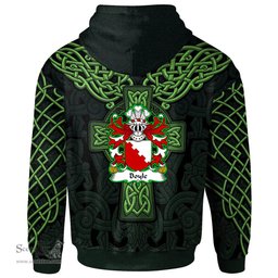 ScotsTee Shop Welsh Boyle Herefordshire m. Hywel Gwyn Coat of Arms Family Crest Wales Hoodie Cymru Dragon With Celtic Cross Green Hoodie