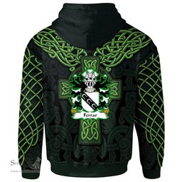 ScotsTee Shop Welsh Ferrar Bishop of St Davids Coat of Arms Family Crest Wales Hoodie Cymru Dragon With Celtic Cross Green Hoodie