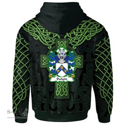 ScotsTee Shop Welsh Dafydd AP CARADOG Coat of Arms Family Crest Wales Hoodie Cymru Dragon With Celtic Cross Green Hoodie