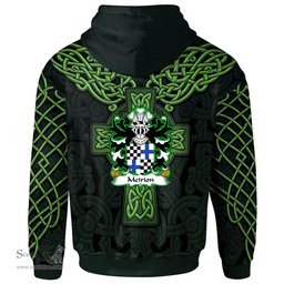 ScotsTee Shop Welsh Meirion MEIRIONNYDD Coat of Arms Family Crest Wales Hoodie Cymru Dragon With Celtic Cross Green Hoodie