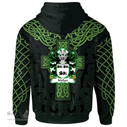 ScotsTee Shop Welsh Melyn Mellyn Magnus Coat of Arms Family Crest Wales Hoodie Cymru Dragon With Celtic Cross Green Hoodie
