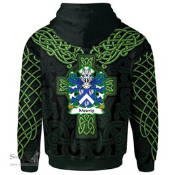ScotsTee Shop Welsh Meurig King of Dyfed Coat of Arms Family Crest Wales Hoodie Cymru Dragon With Celtic Cross Green Hoodie