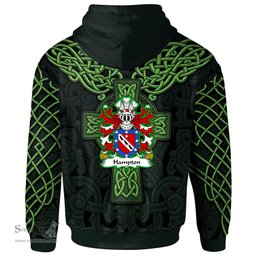 ScotsTee Shop Welsh Hampton mayor of Beaumaris Anglesey Coat of Arms Family Crest Wales Hoodie Cymru Dragon With Celtic Cross Green Hoodie